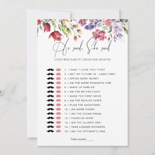 Ratet mal, wer es gesagt hat, florale Brautparty-S Einladung (Vorderseite)