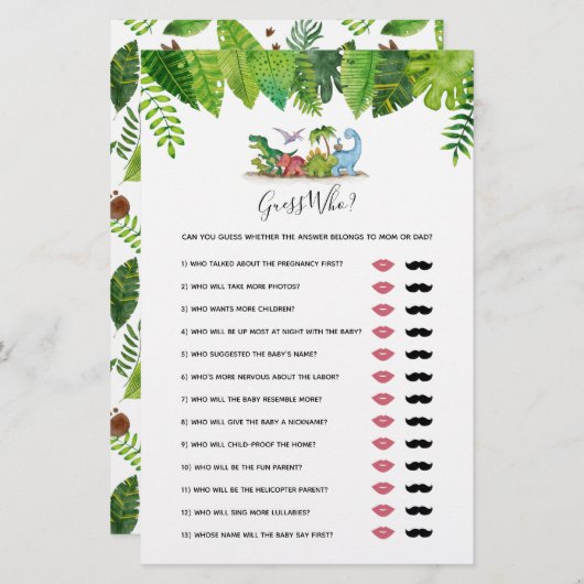 Ratet mal, wer Mama oder Vater? Dinosaur Baby Show (Vorne/Hinten)