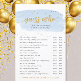 Ratet Wer blaue Wasserfarbe + goldenes Baby Duschs