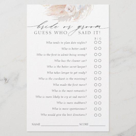 Ratet, wer Bridge oder Groom - Boho Game Card (Vorderseite)