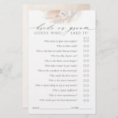 Ratet, wer Bridge oder Groom - Boho Game Card (Vorne/Hinten)