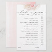 Ratet, wer Bridge oder Groom - Boho Game Card (Vorne/Hinten)