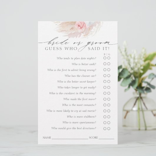 Ratet, wer Bridge oder Groom - Boho Game Card (Stehend Vorderseite)