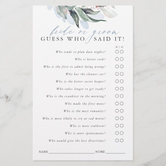 Ratet, wer Bridge oder Groom - Green Game Card (Vorderseite)
