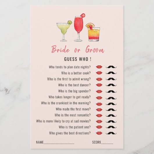 Ratet, wer Cocktail trinkt Dusche Spiel (Vorderseite)