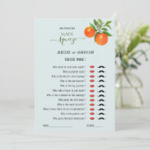 Ratet, wer das Brautparty "Main Squeeze" spielt Einladung (Stehend Vorderseite)