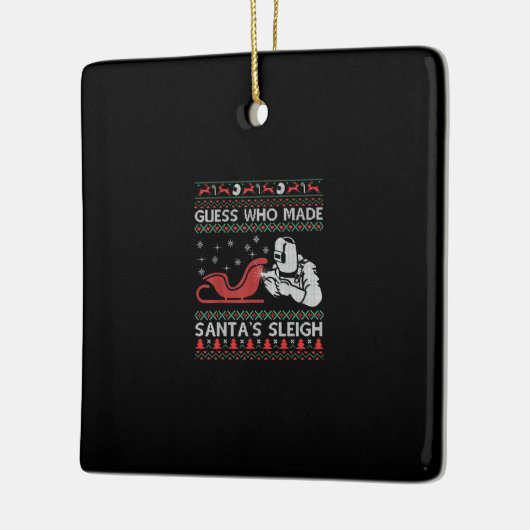 Ratet, wer den Schlitten des Weihnachtsmannes gema Keramikornament (Links)