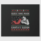 Ratet, wer den Schlitten des Weihnachtsmanns gemac Geschenkpapier (Flach)