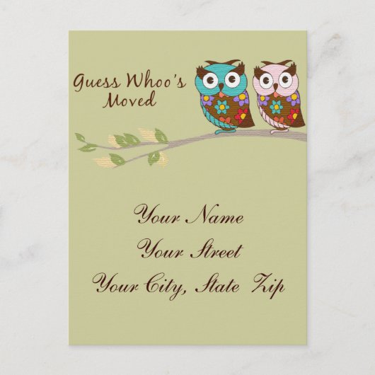 Ratet, wer die bewegte Eule-Karte hat Ankündigungspostkarte (Vorderseite)