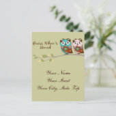 Ratet, wer die bewegte Eule-Karte hat Ankündigungspostkarte (Stehend Vorderseite)