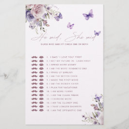 Ratet, wer es Mauve Butterfly Game Card gesagt hat