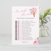 Ratet, wer gesagt hat Ice Creme Brautparty Game Einladung (Stehend Vorderseite)