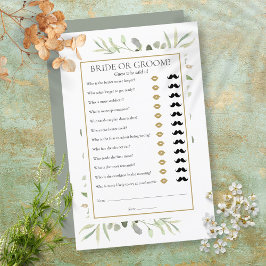 Ratet, wer Greenery Brautparty Game