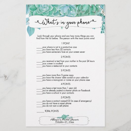 Ratet, wer + Handyspiele, succulent Bridal 3961 Flyer (Vorne)