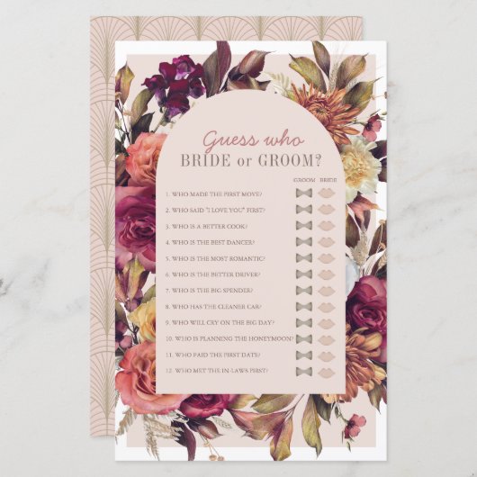 Ratet, wer Herbstlaub Brautparty Game (Vorne/Hinten)