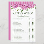 Ratet, wer Hydrangeas Brautparty Game Pink (Vorne/Hinten)