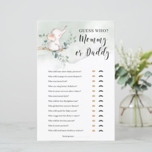 Ratet, wer Mama oder Papa-Spiel Elefant Boho (Stehend Vorderseite)