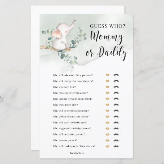 Ratet, wer Mama oder Papa-Spiel Elefant Boho (Vorne/Hinten)