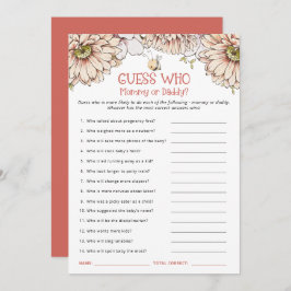 Ratet, wer Mama oder Vater Baby Duschspiel Dankeskarte