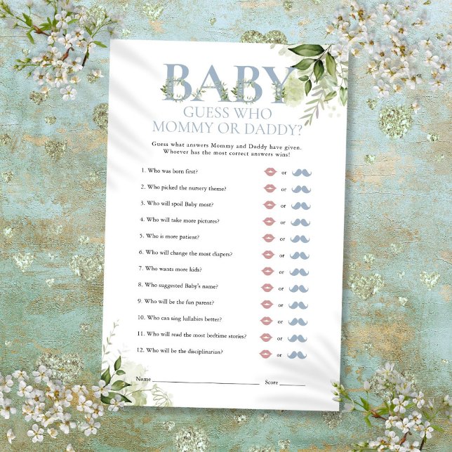 Ratet, wer Mommy Daddy Greenerenery Baby Shower Ga (Guess Who Mommy Daddy Greenery Baby Shower Game)