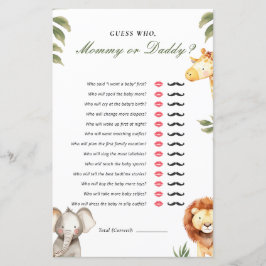 Ratet, wer Mommy oder Daddy Safari Baby Shower Gam