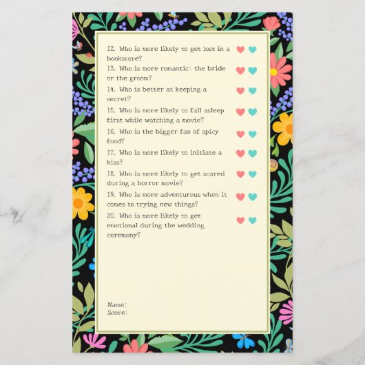 Ratet, wer Spaß beim Hochzeitsspiel und Brautparty (Rückseite)