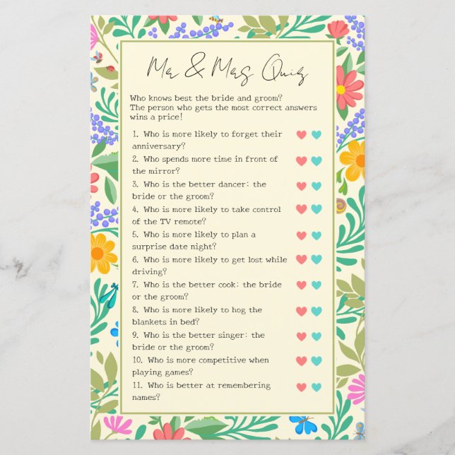 Ratet, wer Spaß beim Hochzeitsspiel und Brautparty (Vorderseite)