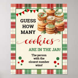 Ratet, wie viele Cookies Spiel Weihnachten Kariert Poster
