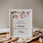 Ratet, wie viele Kisses Brautparty Game Poster<br><div class="desc">Ratet mal,  wie viele Kisses Brautparty Game Sign. Entworfen in einem eleganten Soft Blush Pink und White Peony und Rose. Matching Artikel in unserem Shop Cava Party Designs.</div>