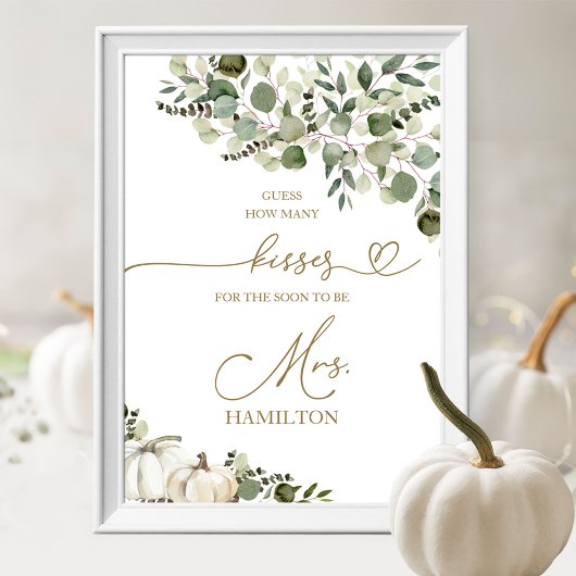 Ratet wie viele Kisses Bridal Game Sign Poster