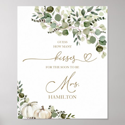 Ratet wie viele Kisses Bridal Game Sign Poster (Vorne)