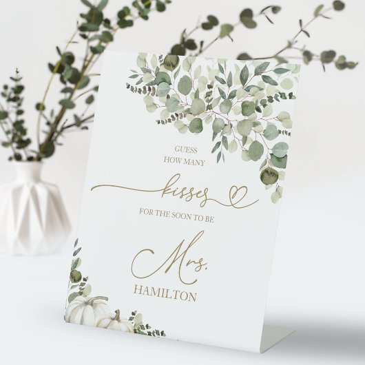 Ratet wie viele Kisses Bridal Game Sign Sockelschild