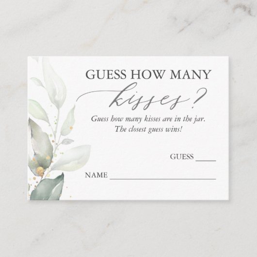 Ratet, wie viele Kisses Greenerity Game Cards Begleitkarte (Vorderseite)