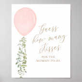 Ratet wie viele Kisses Pink Balloon Baby Dusche Poster (Vorne)