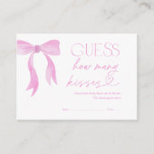 Ratet, wie viele Kisses Pink Bow Brautparty Game Begleitkarte (Vorderseite)