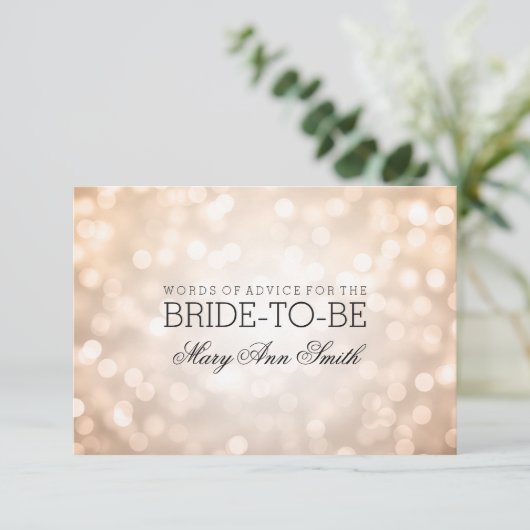 Ratgeber Card Brautparty Kupfer Glitzer Lights Hinweiskarte (Stehend Vorderseite)