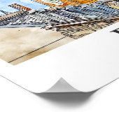 Rathaus Deutschland Reisen Wasserfarbenhandgezeich Poster (Ecke)