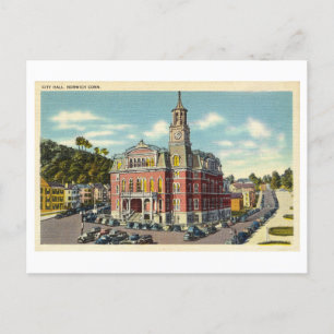 Rathaus in Norwich, Connecticut, Vintage Travel Postkarte
