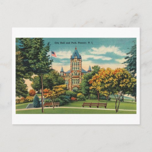 Rathaus in Passaic, New Jersey, Vintage Travel Postkarte (Vorderseite)
