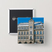 Rathaus in St. Moritz, Schweiz Button (Vorne & Hinten)