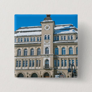 Rathaus in St. Moritz, Schweiz Button