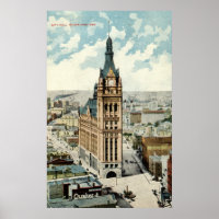 Rathaus Milwaukee WI Repro Vintag 1911