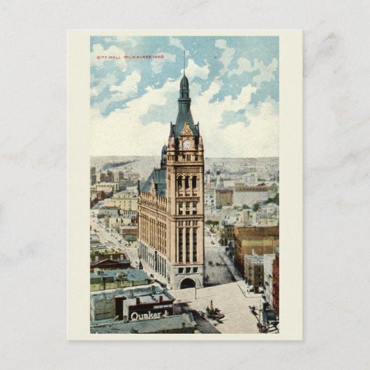 Rathaus Milwaukee WI Vintag 1911 Postkarte (Vorderseite)