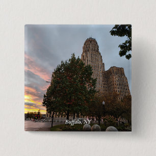 Rathaus und Sonnenuntergang Button