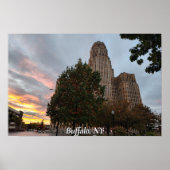 Rathaus und Sonnenuntergang Poster (Vorne)