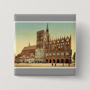 Rathaus und St. Nikolaikirche, Stralsund, Pommern Button