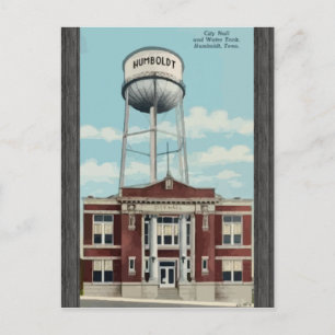 Rathaus und Wassertank Humboldt, Tena, Vintag Postkarte