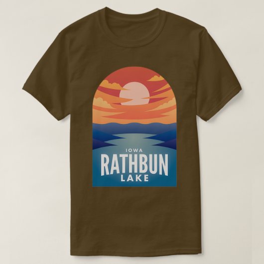 Rathbun Lake IA Retro Sunset T-Shirt (Design vorne)