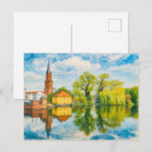 Rathenow Reflektionsansicht Aquarell havelland Feiertagspostkarte (Vorne/Hinten)