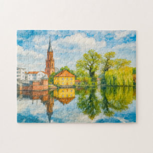 Rathenow Reflektionsansicht Aquarell havelland Puzzle